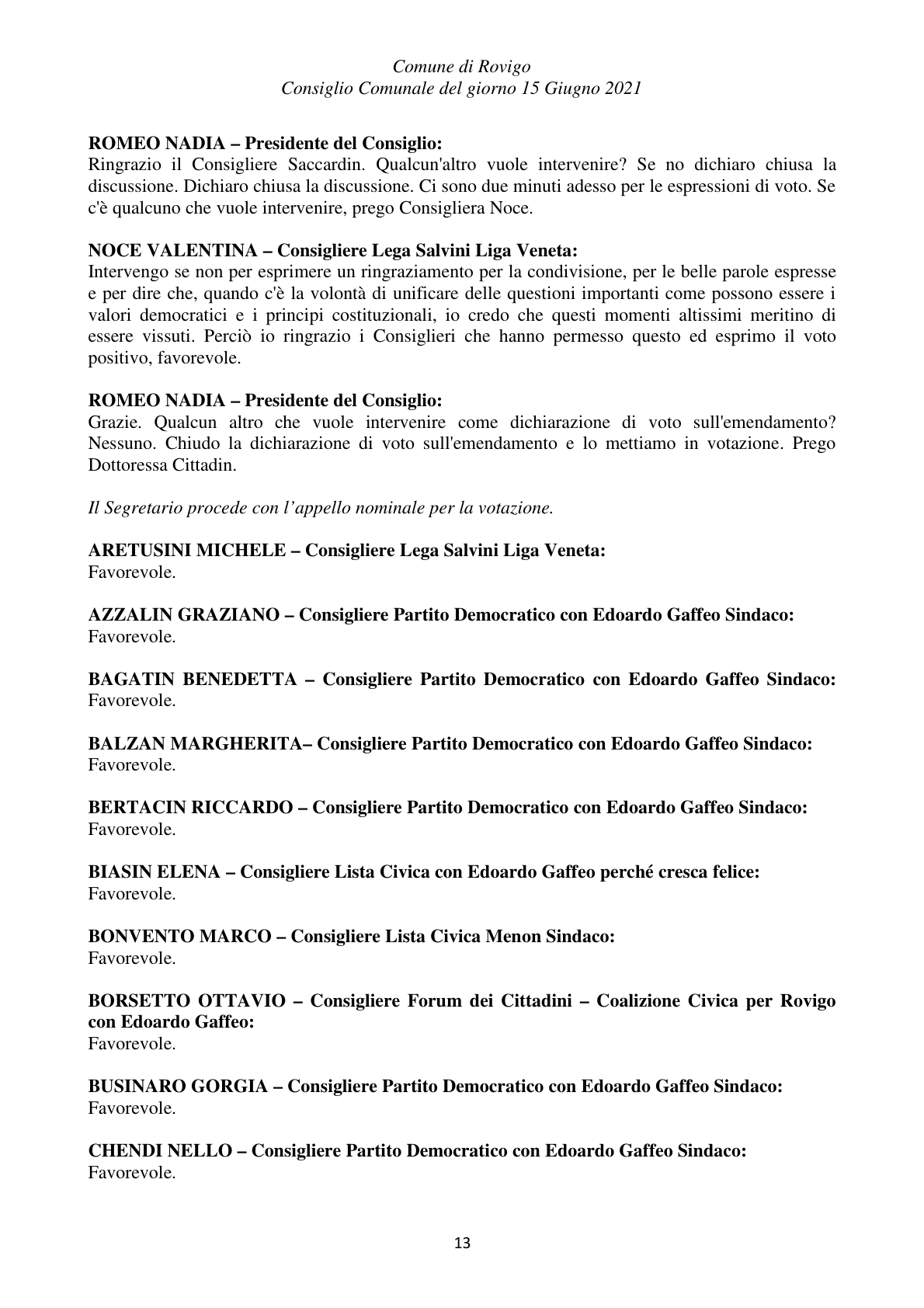 Pagina 13 del verbale
