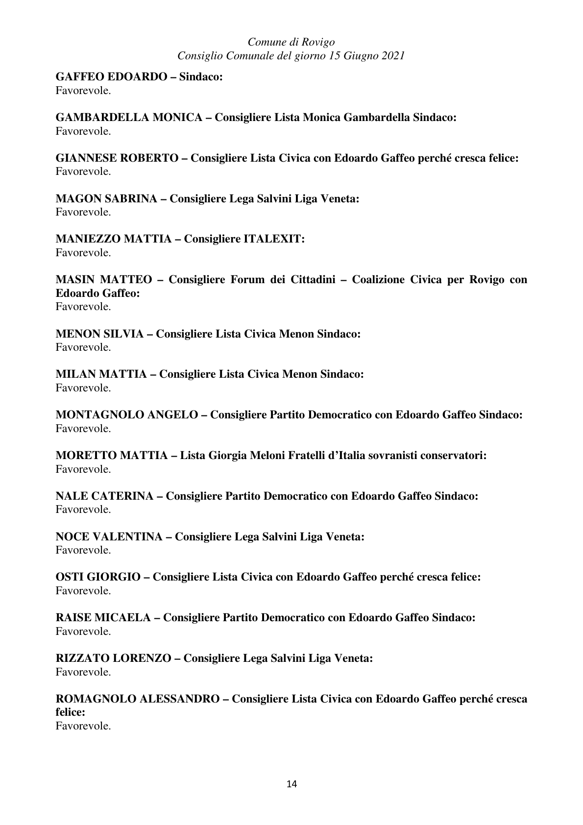 Pagina 14 del verbale