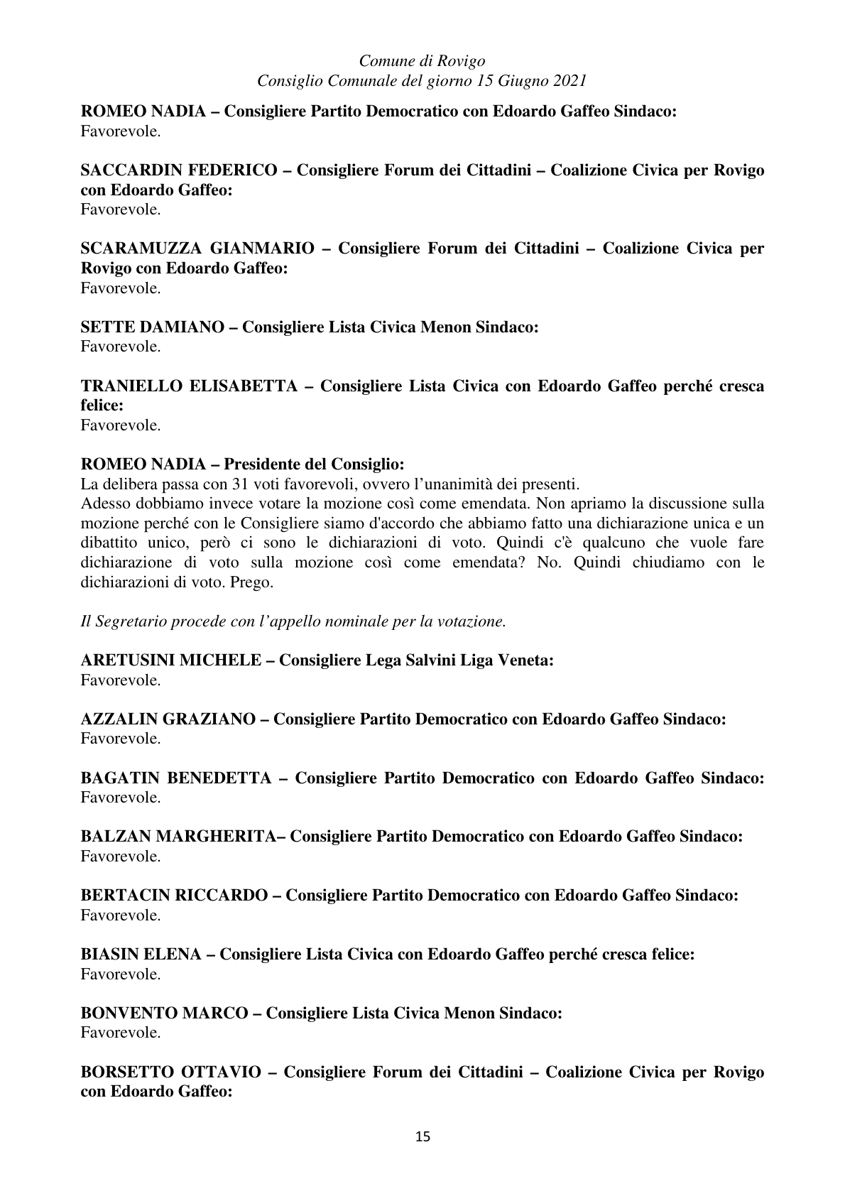 Pagina 15 del verbale
