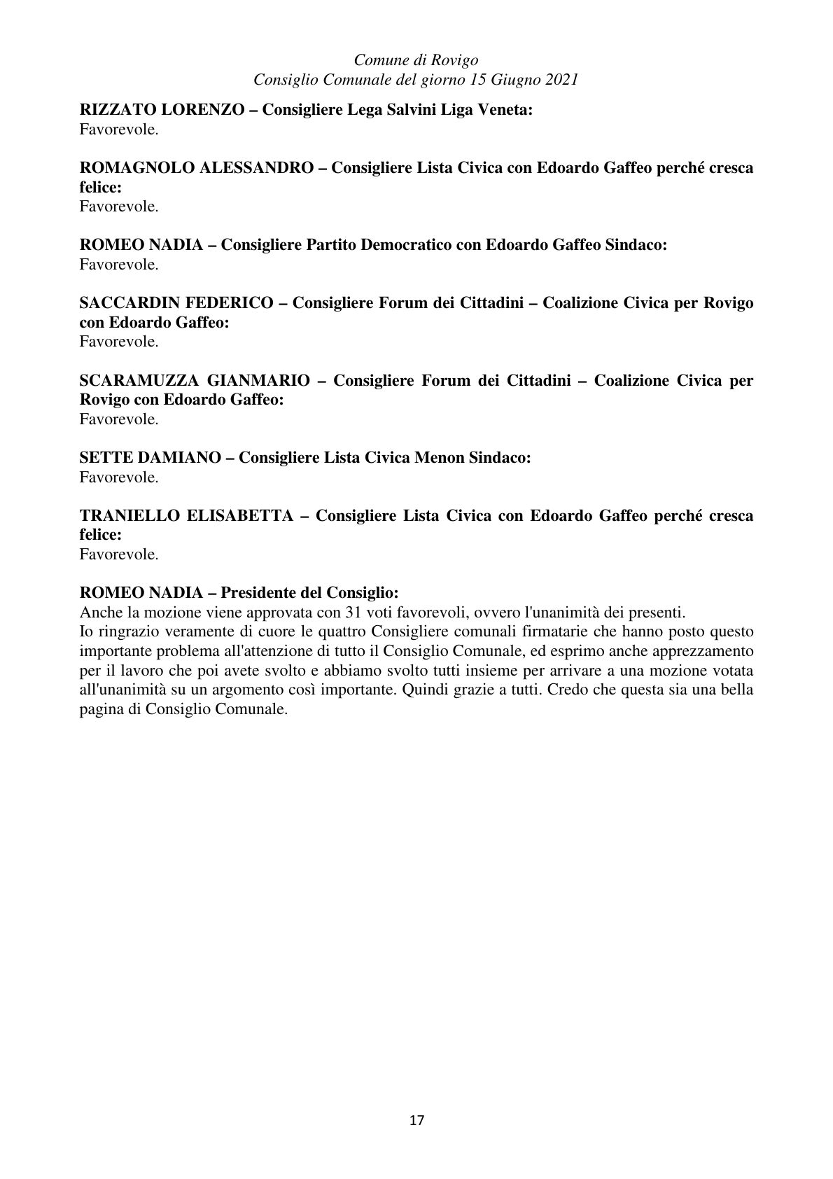 Pagina 17 del verbale