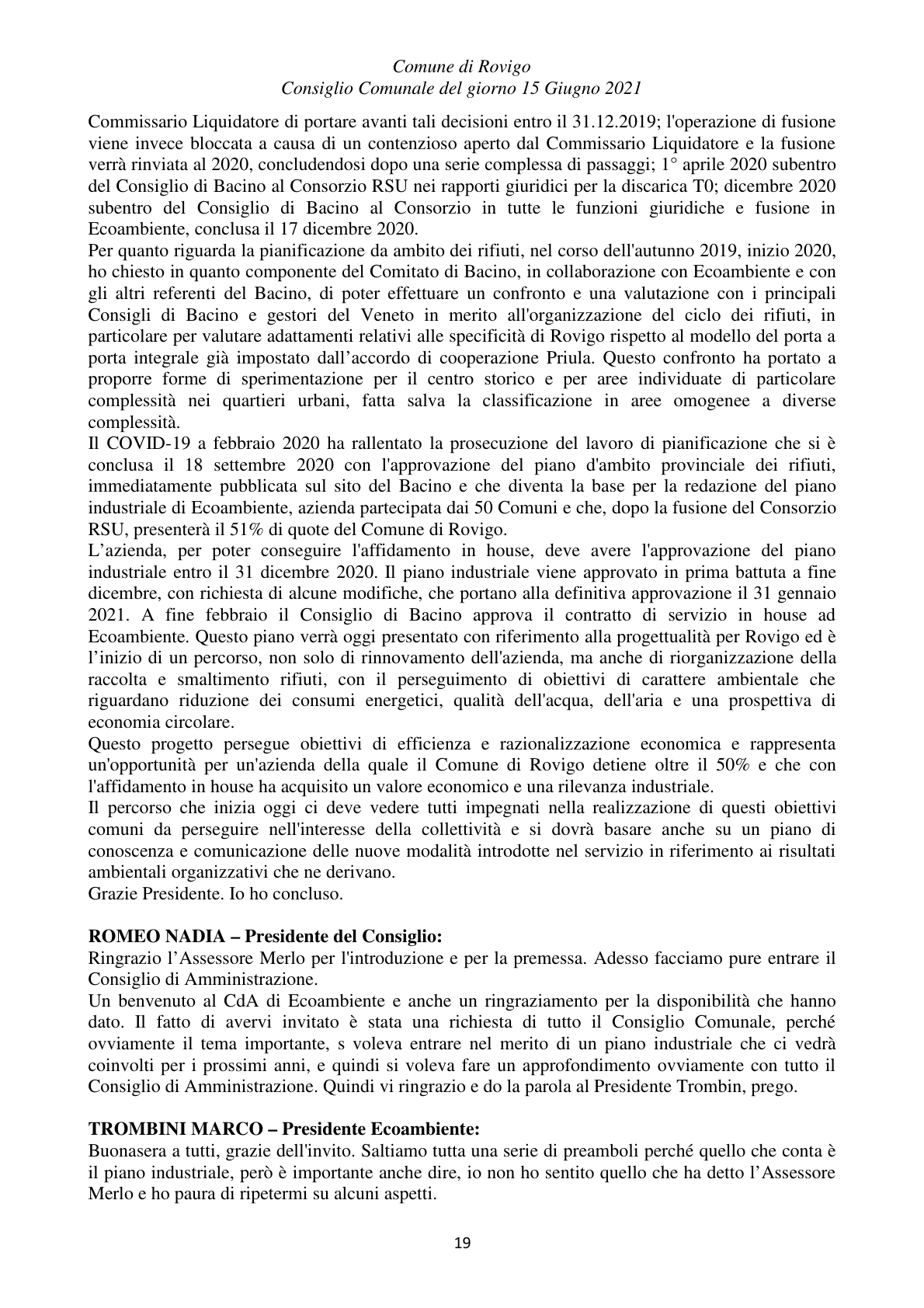 Pagina 19 del verbale