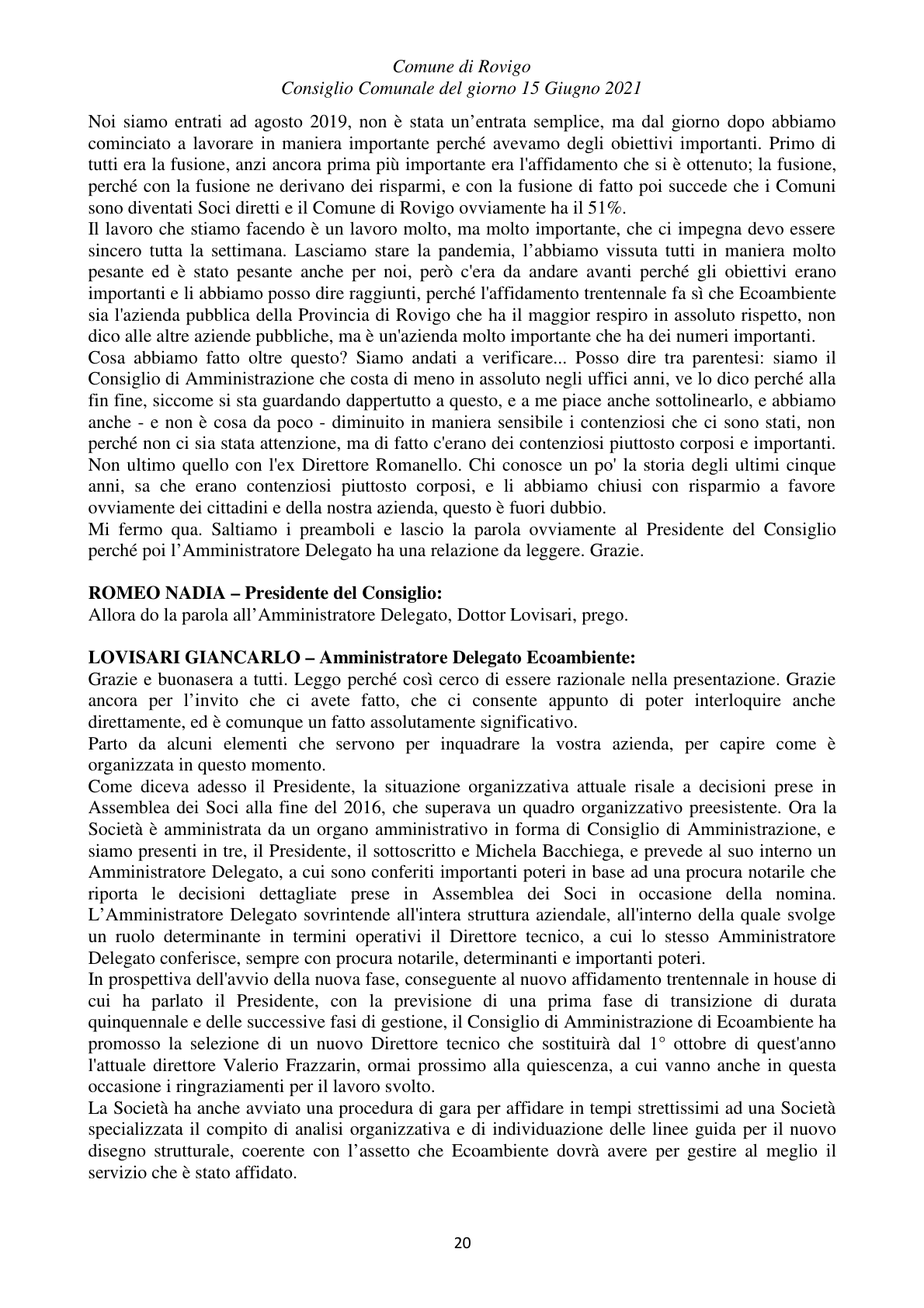 Pagina 20 del verbale