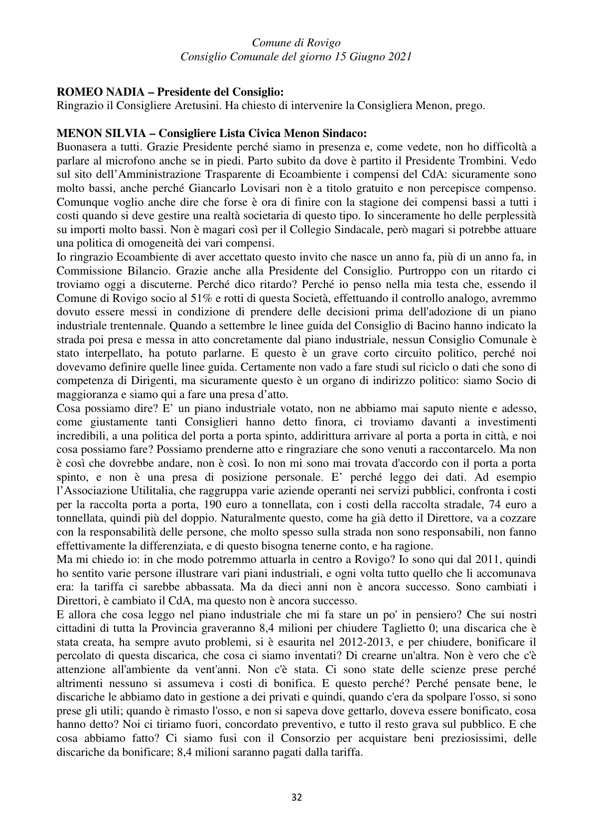 Pagina 32 del verbale