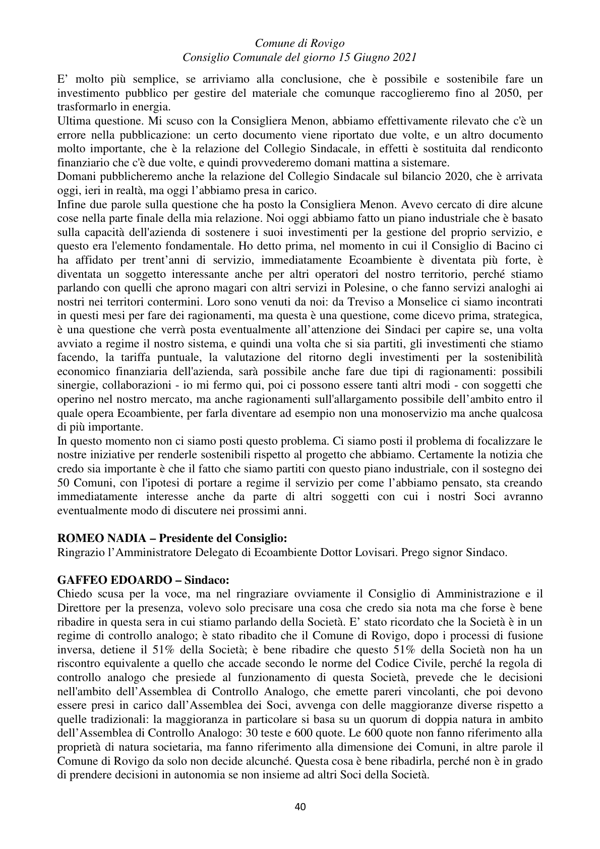 Pagina 40 del verbale