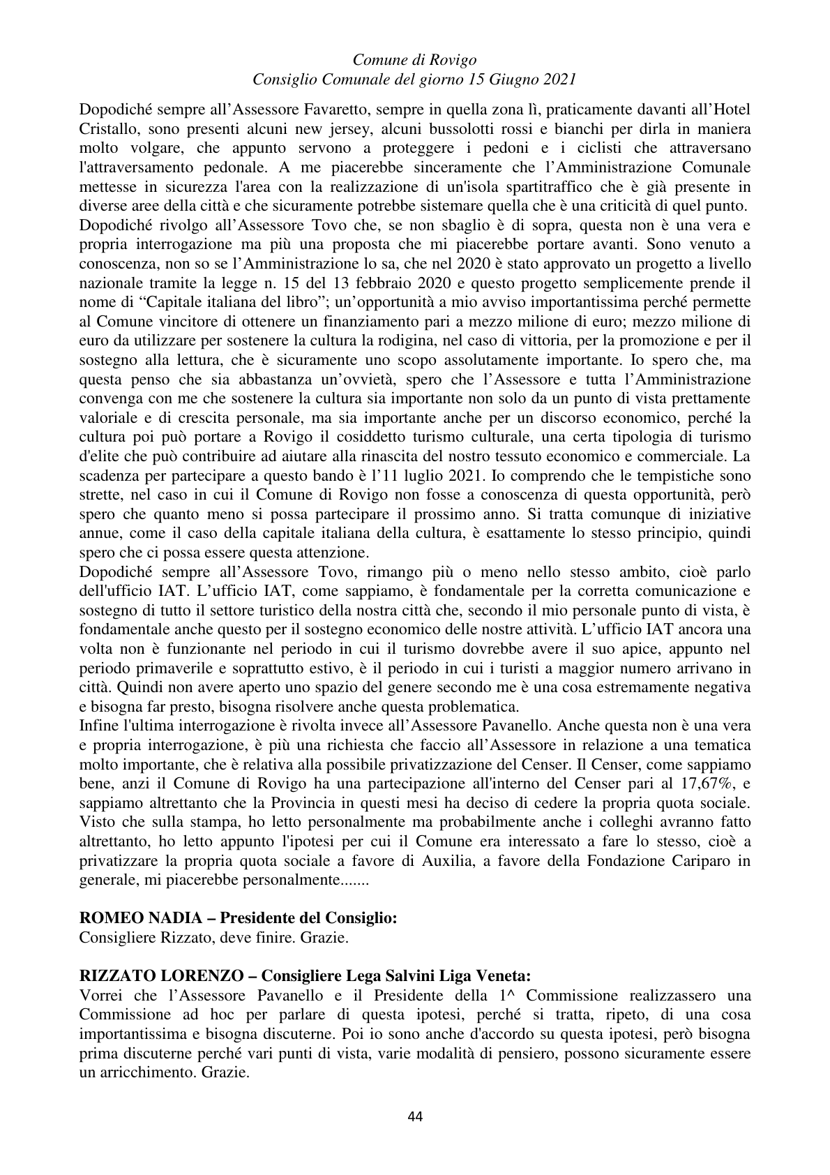 Pagina 44 del verbale