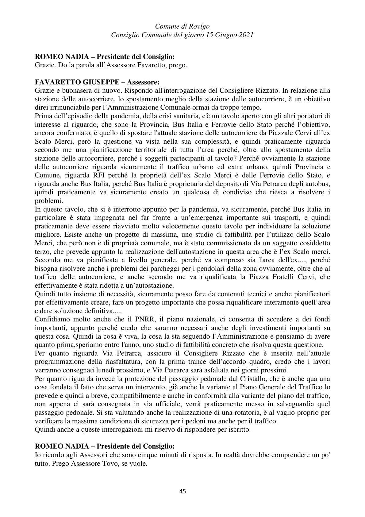 Pagina 45 del verbale