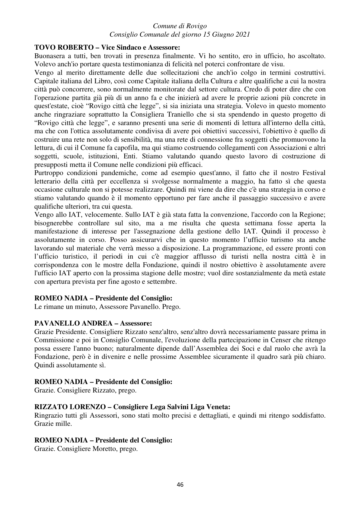 Pagina 46 del verbale