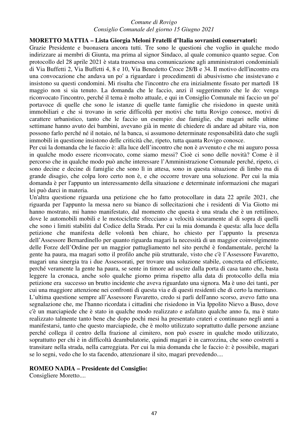 Pagina 47 del verbale