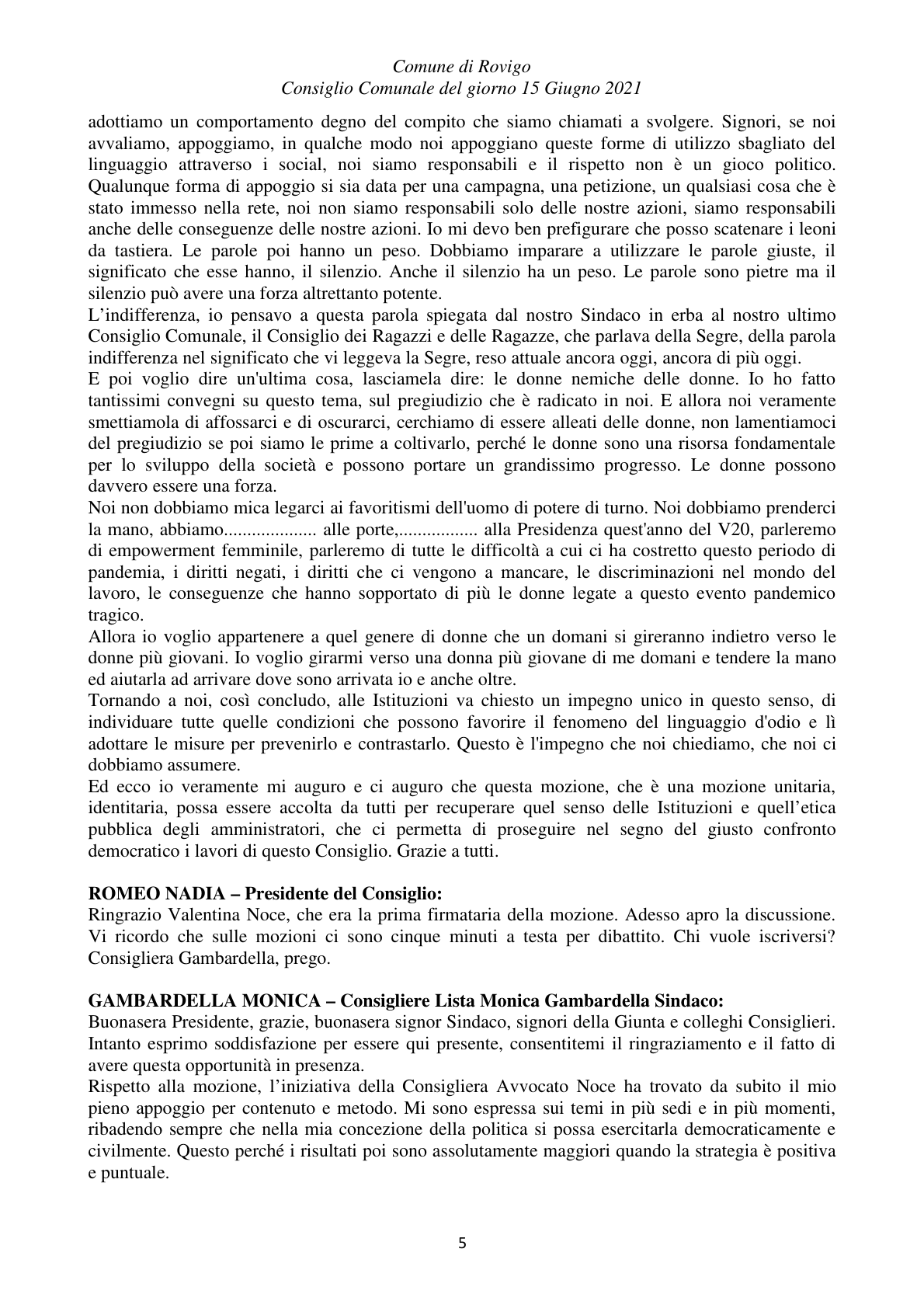 Pagina 5 del verbale
