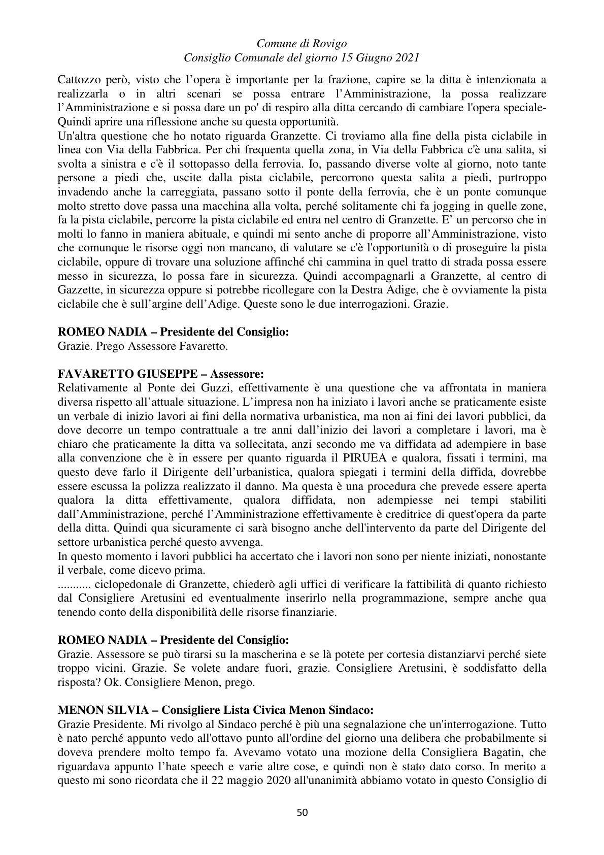 Pagina 50 del verbale