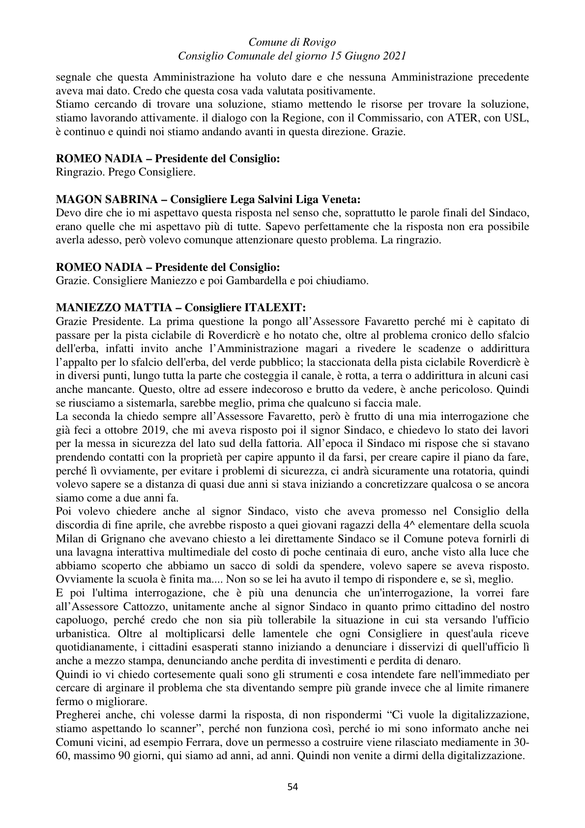 Pagina 54 del verbale