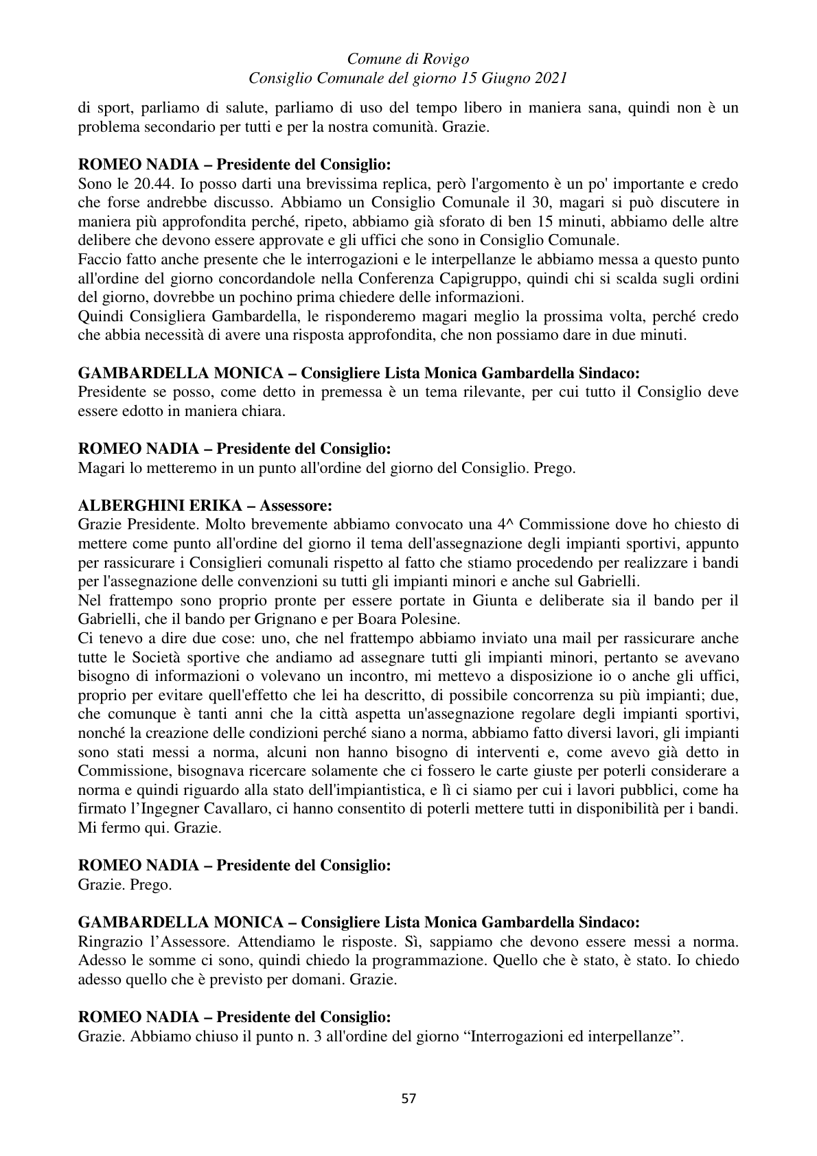 Pagina 57 del verbale