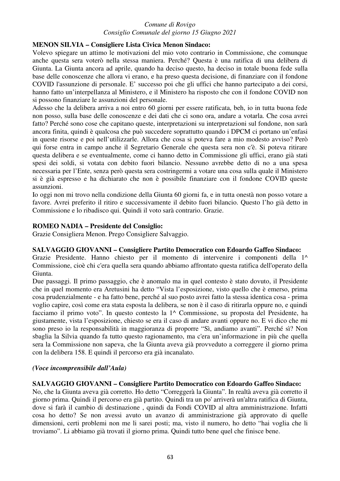 Pagina 63 del verbale