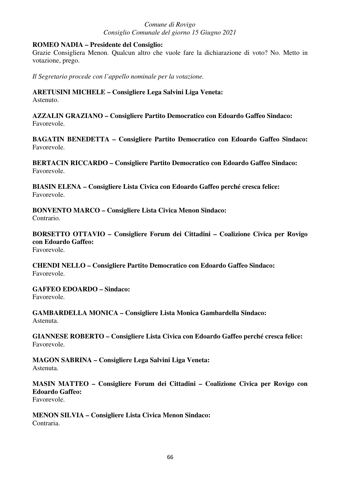 Pagina 66 del verbale