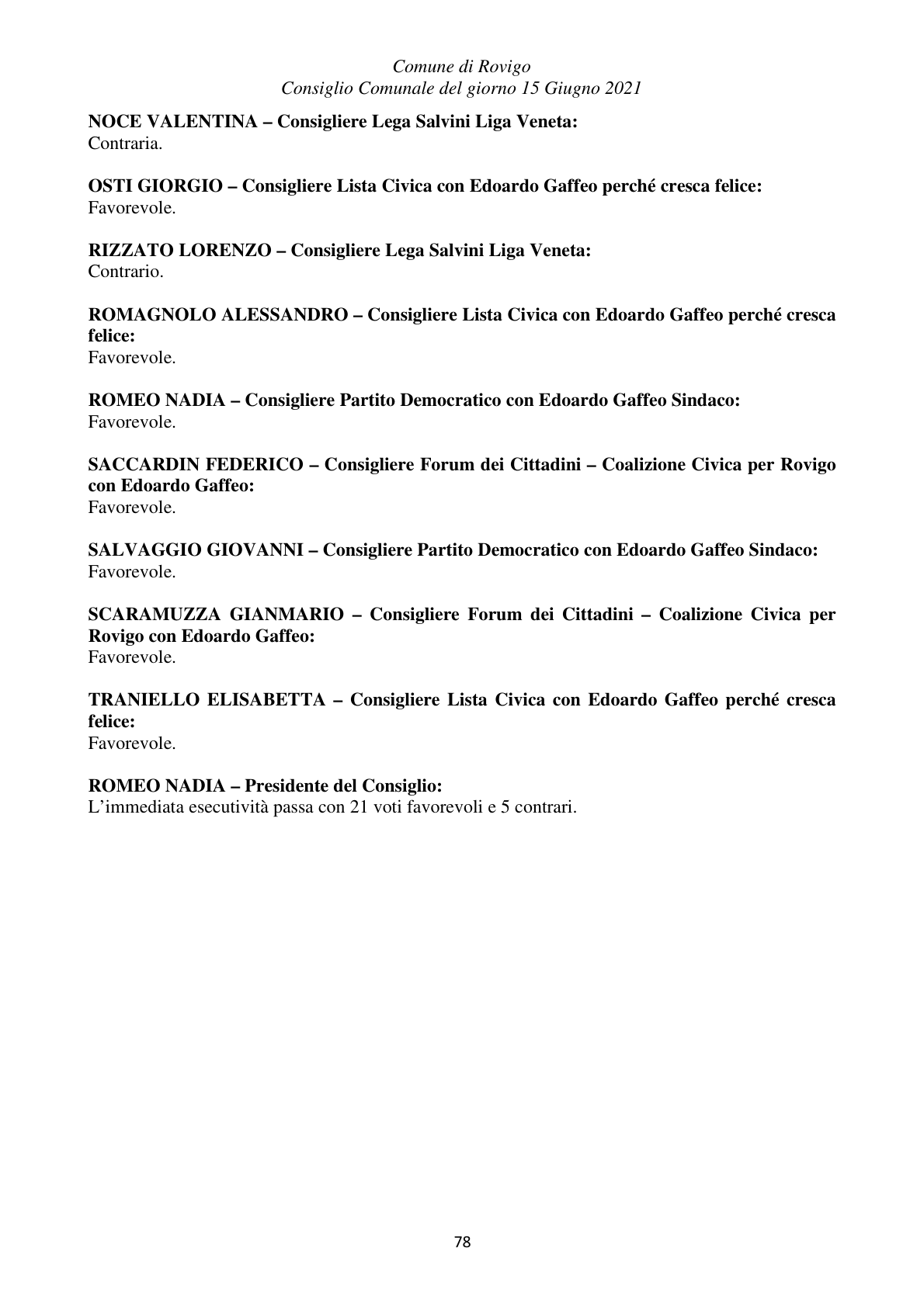 Pagina 78 del verbale