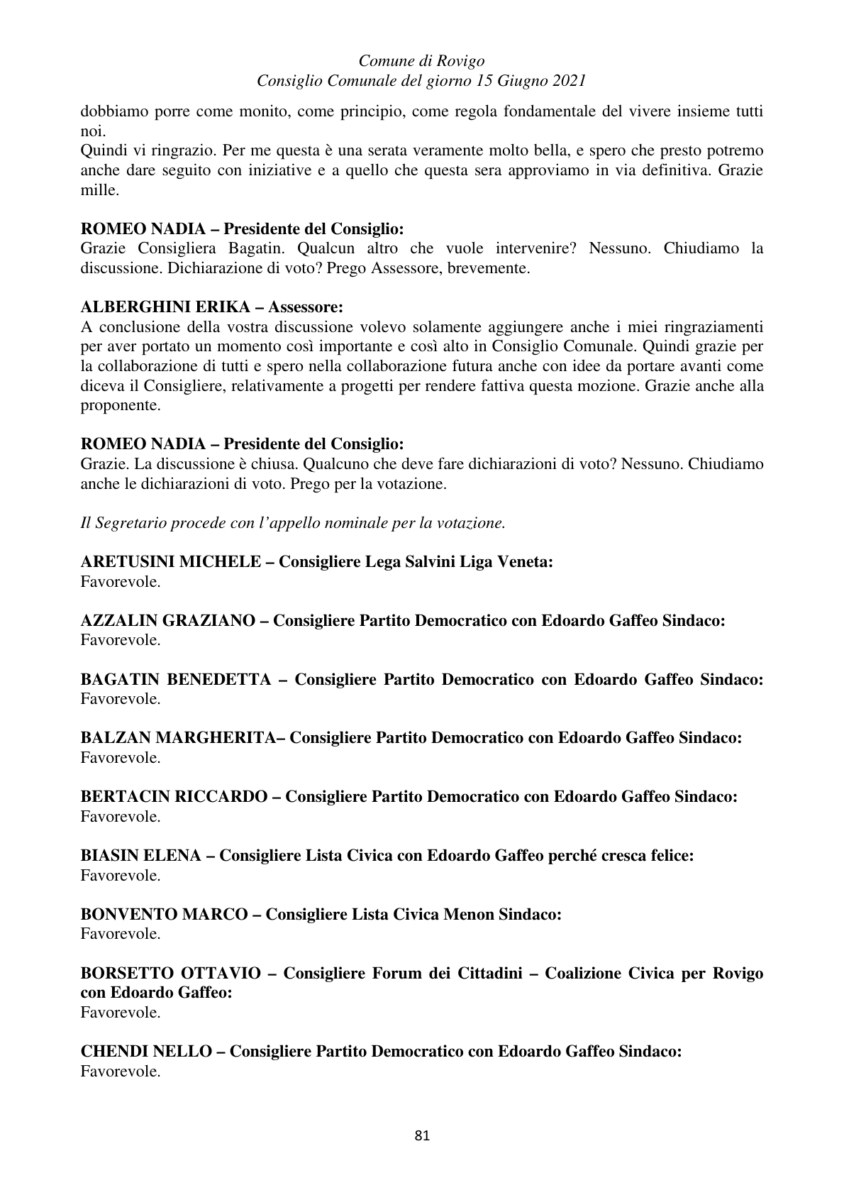 Pagina 81 del verbale