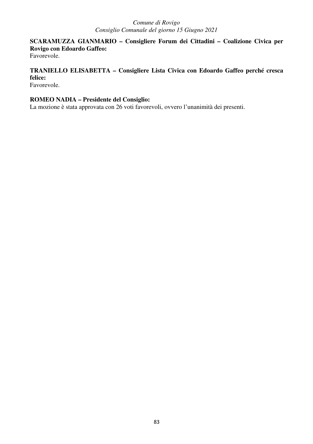 Pagina 83 del verbale