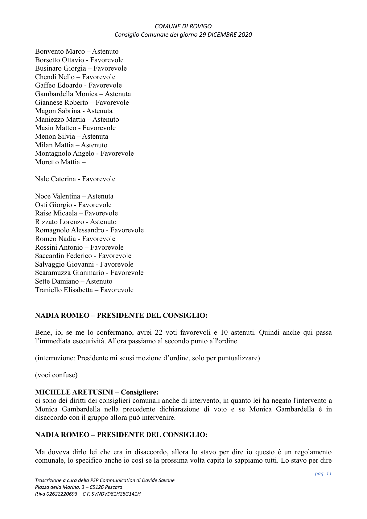 Pagina 11 del verbale
