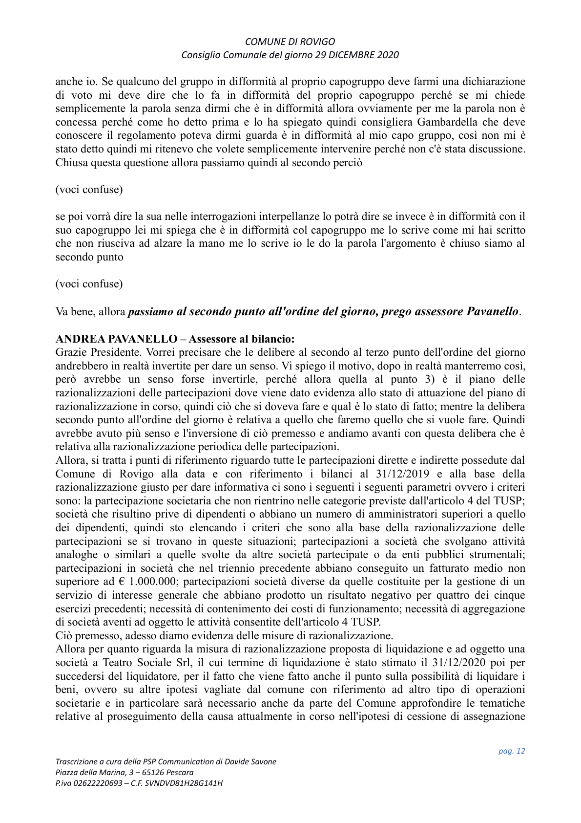 Pagina 12 del verbale