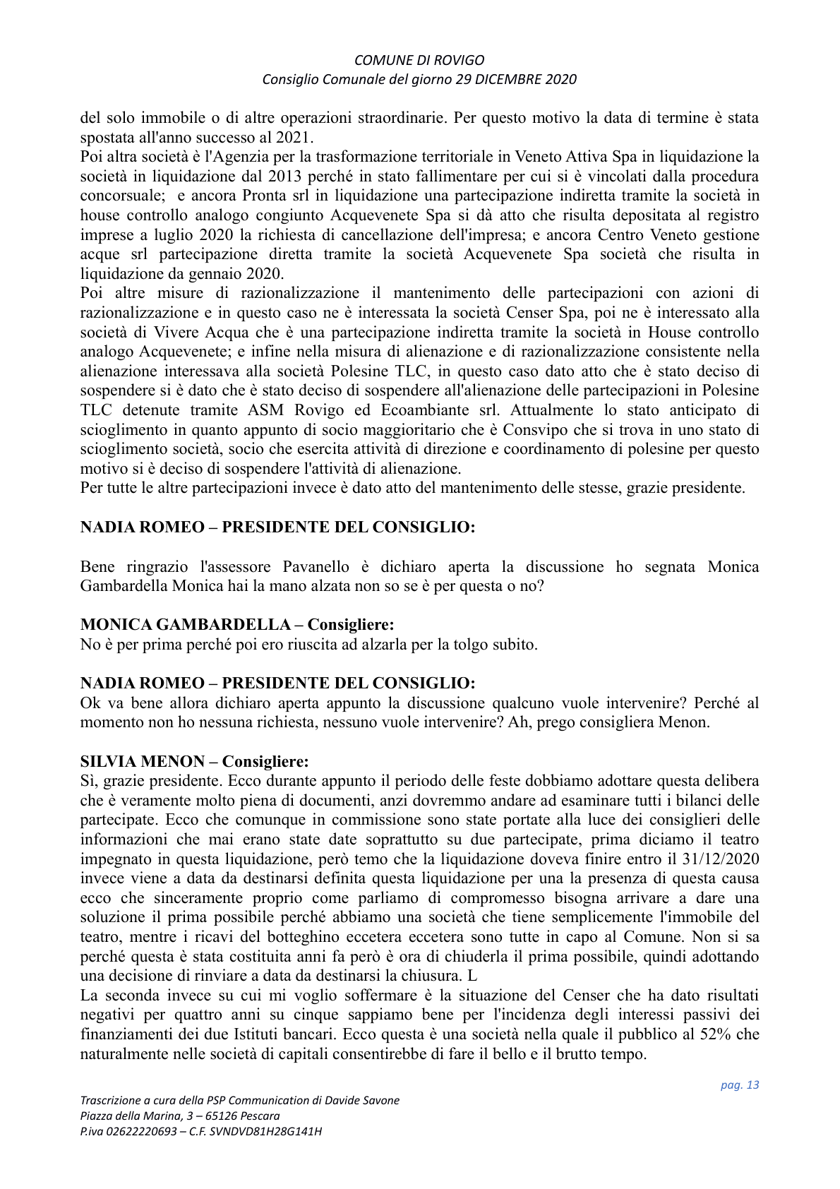 Pagina 13 del verbale