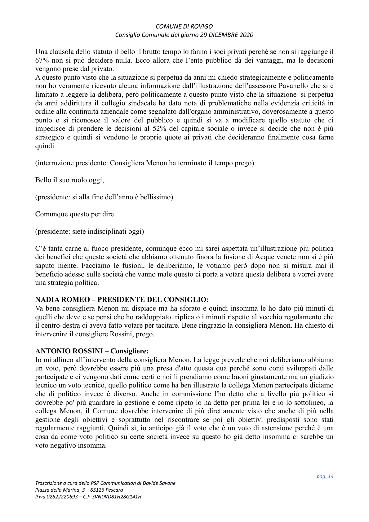Pagina 14 del verbale