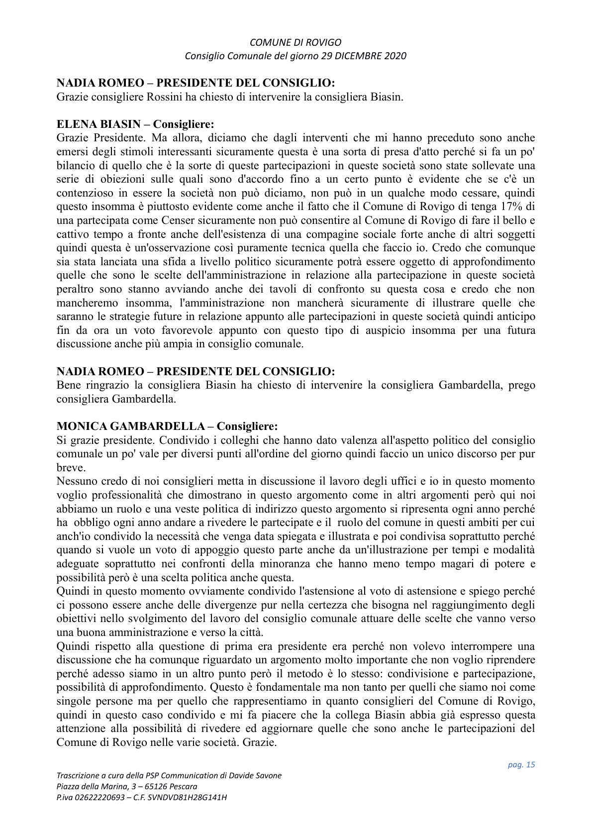 Pagina 15 del verbale