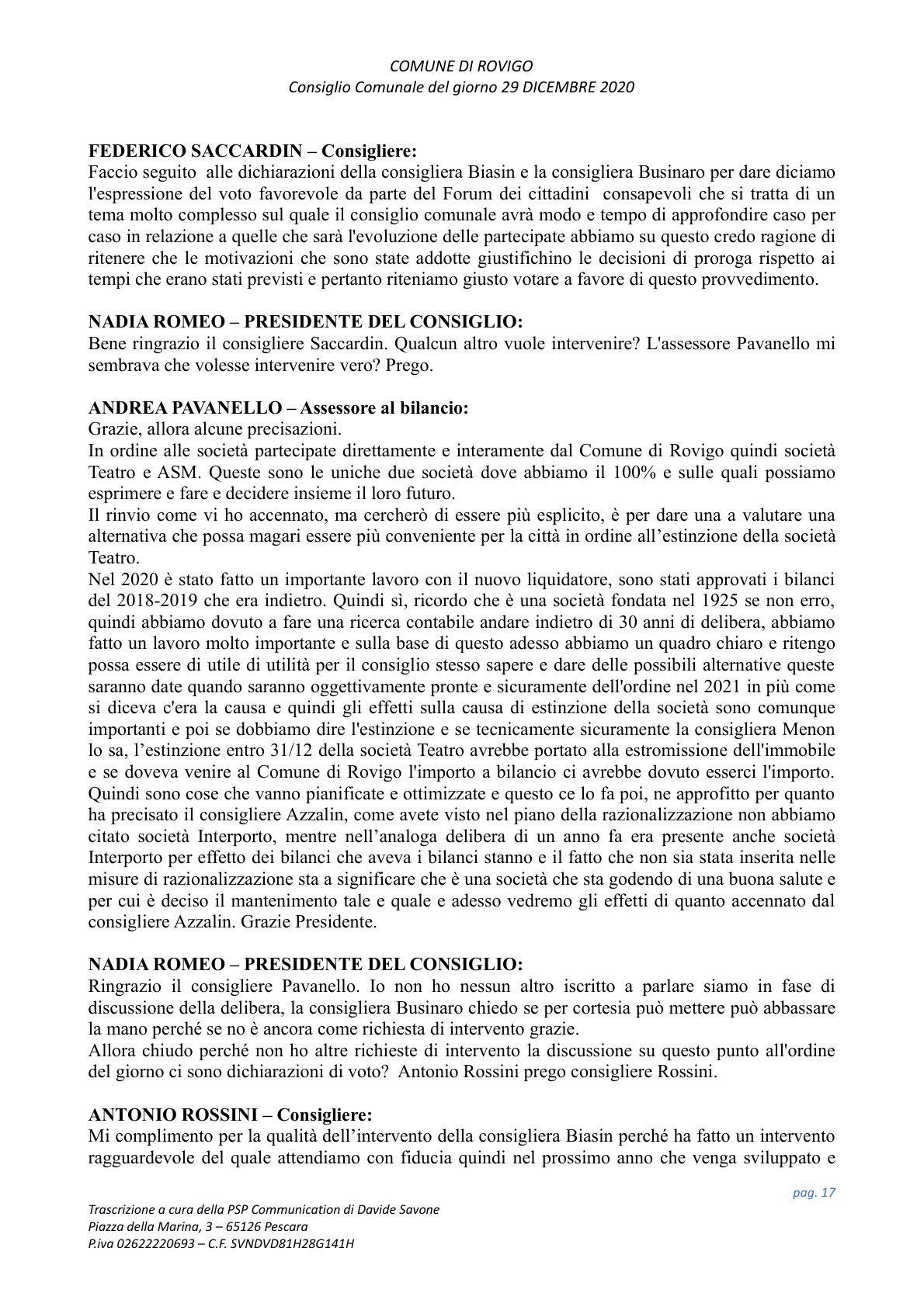 Pagina 17 del verbale