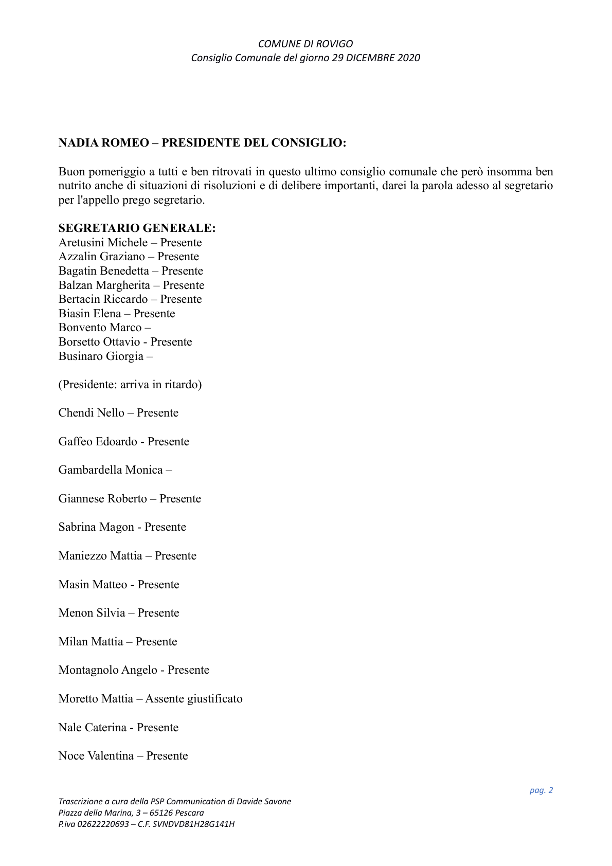 Pagina 2 del verbale