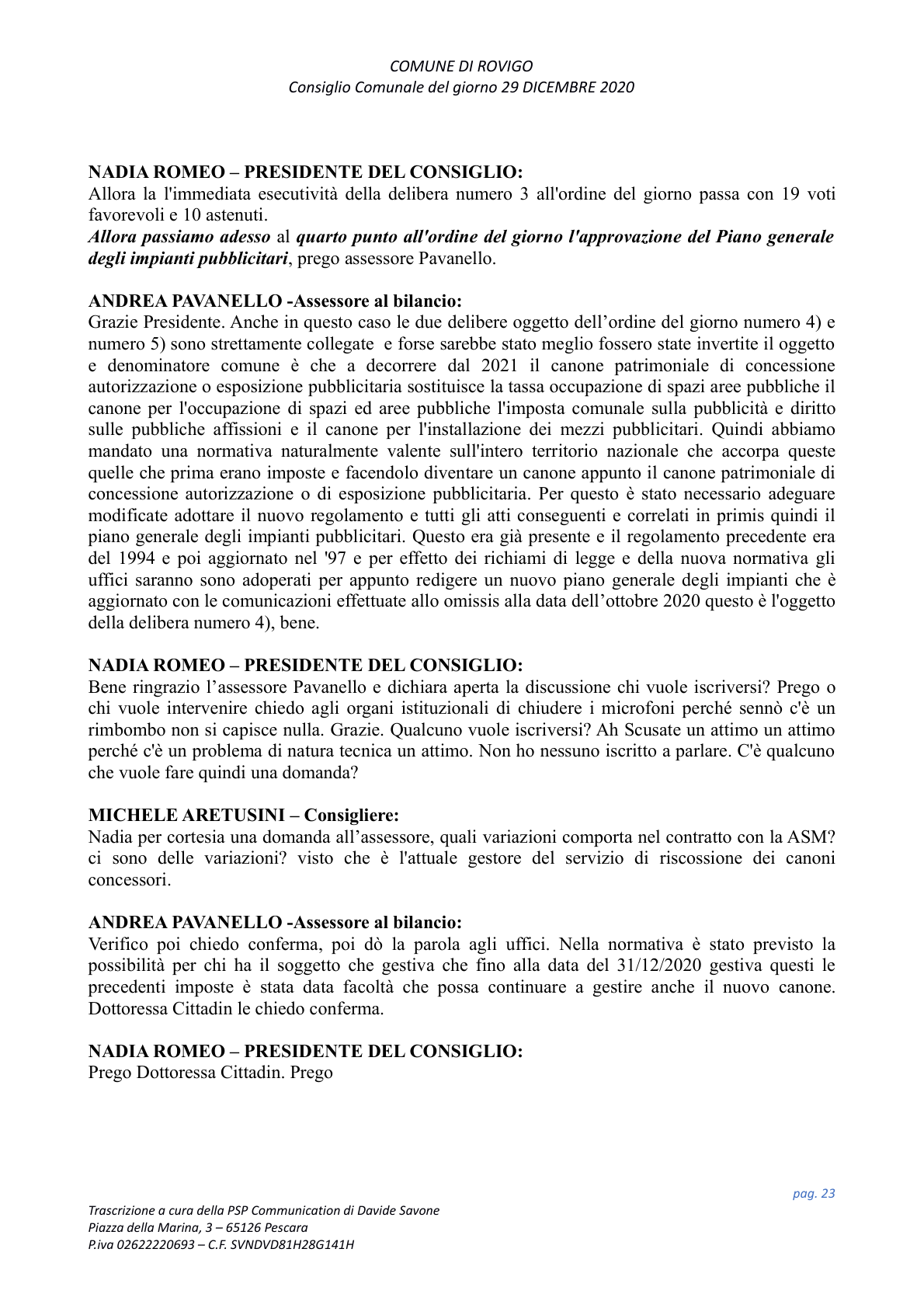 Pagina 23 del verbale