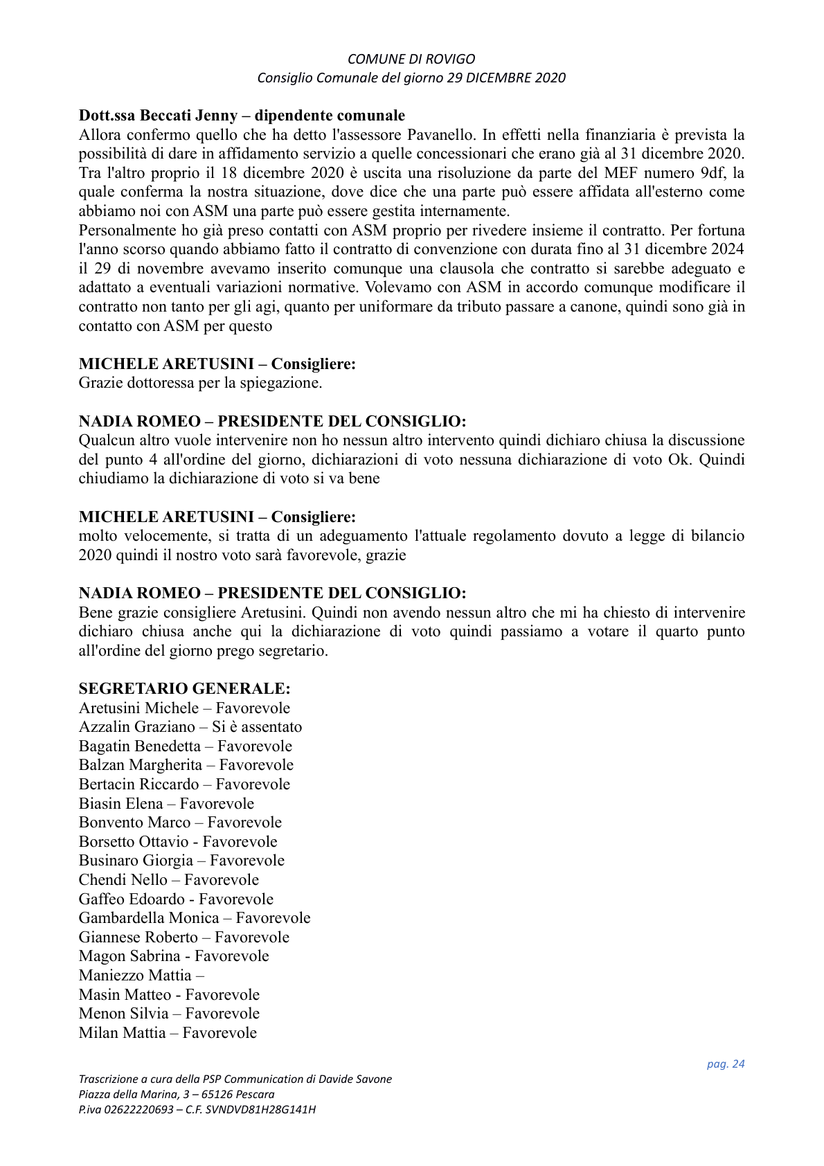 Pagina 24 del verbale