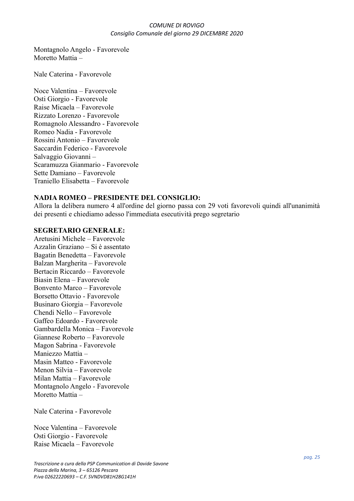Pagina 25 del verbale