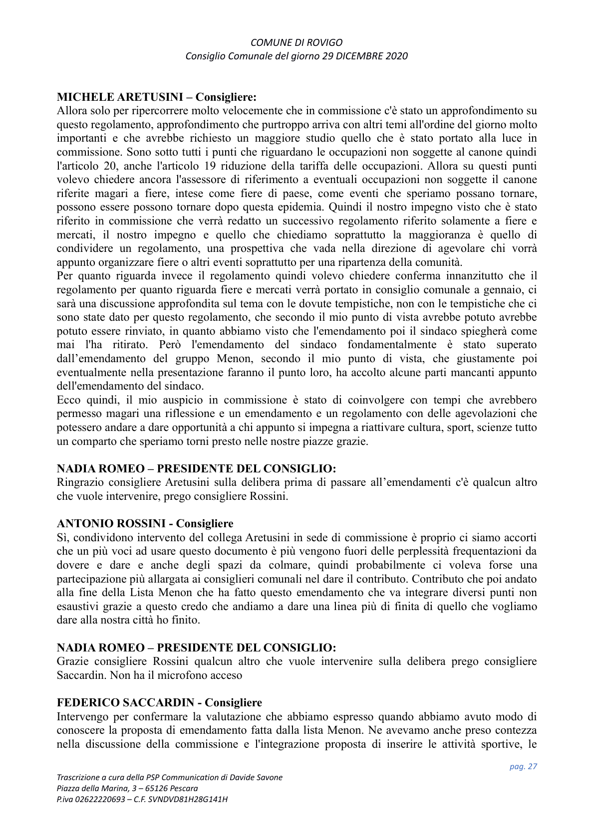 Pagina 27 del verbale