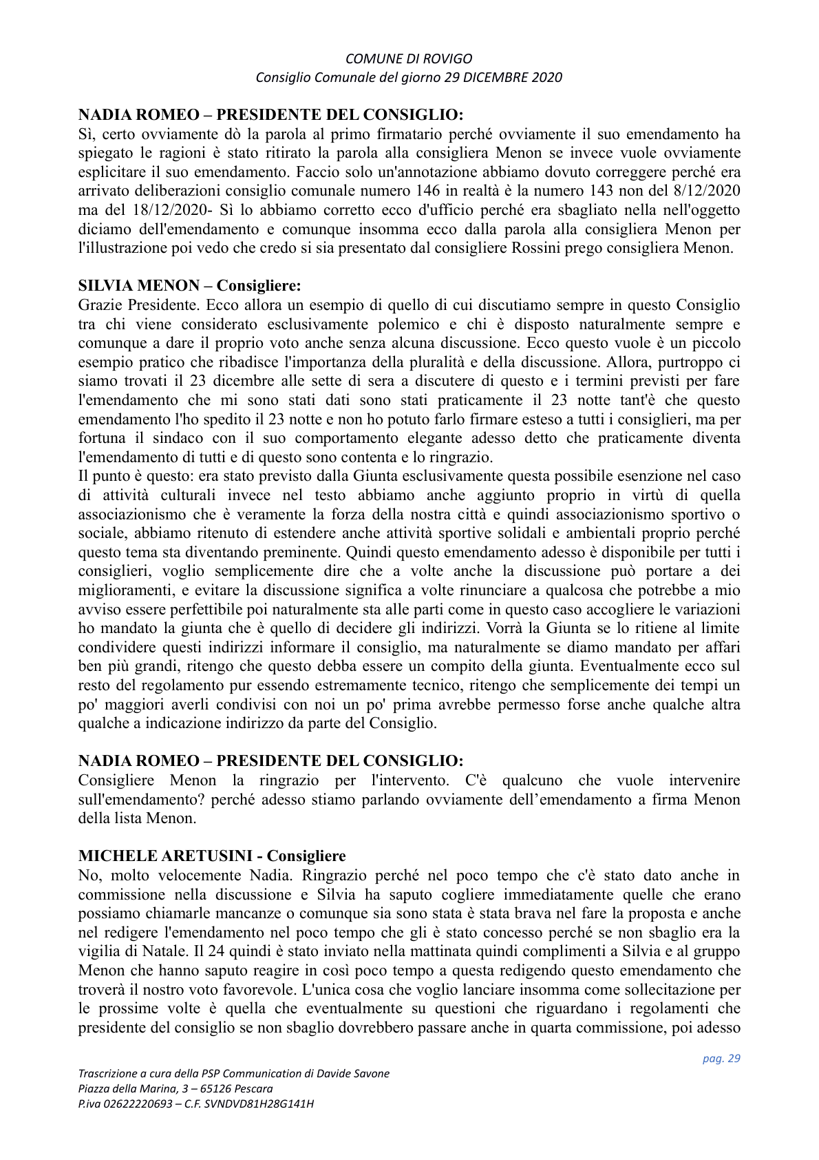 Pagina 29 del verbale