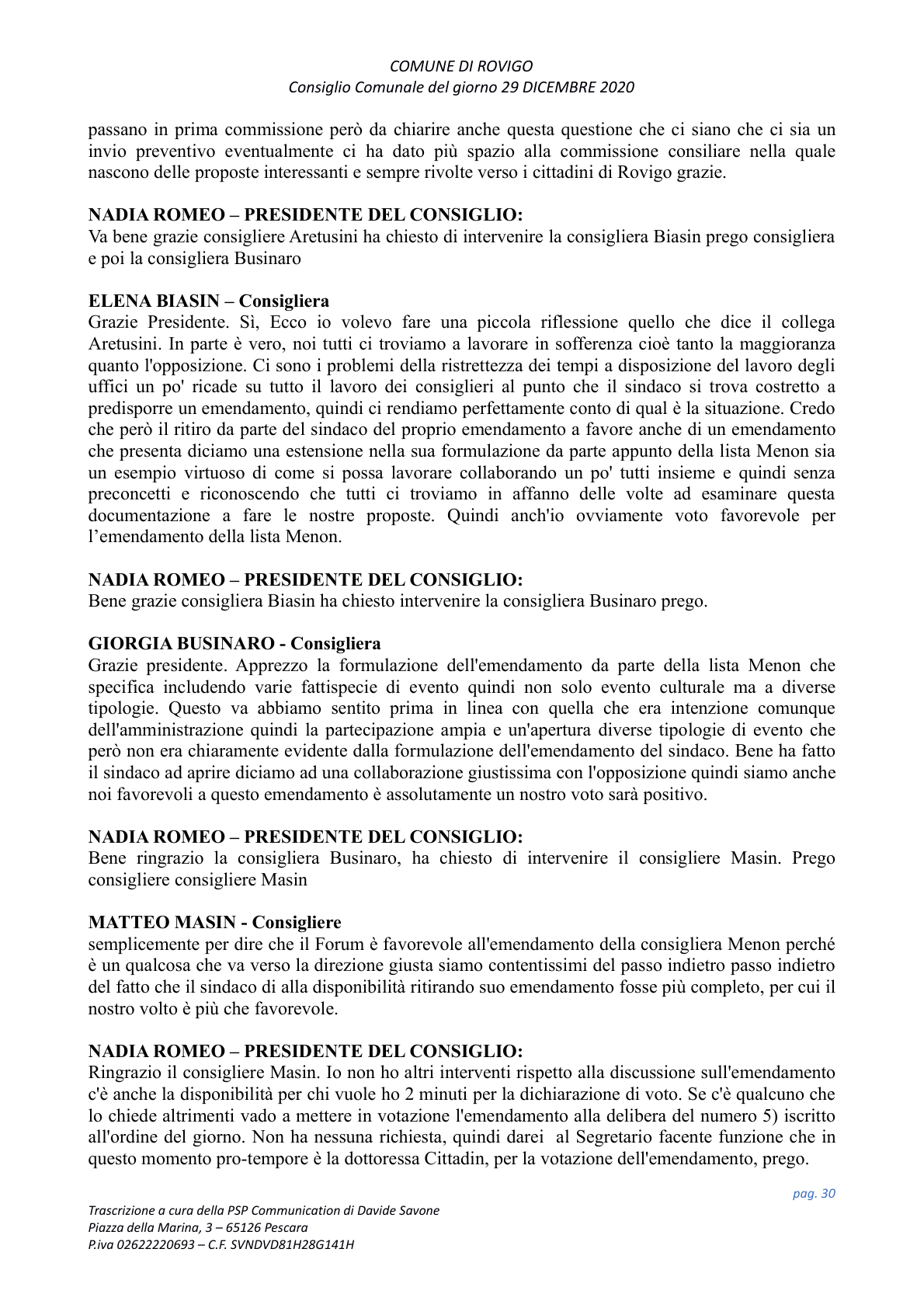 Pagina 30 del verbale