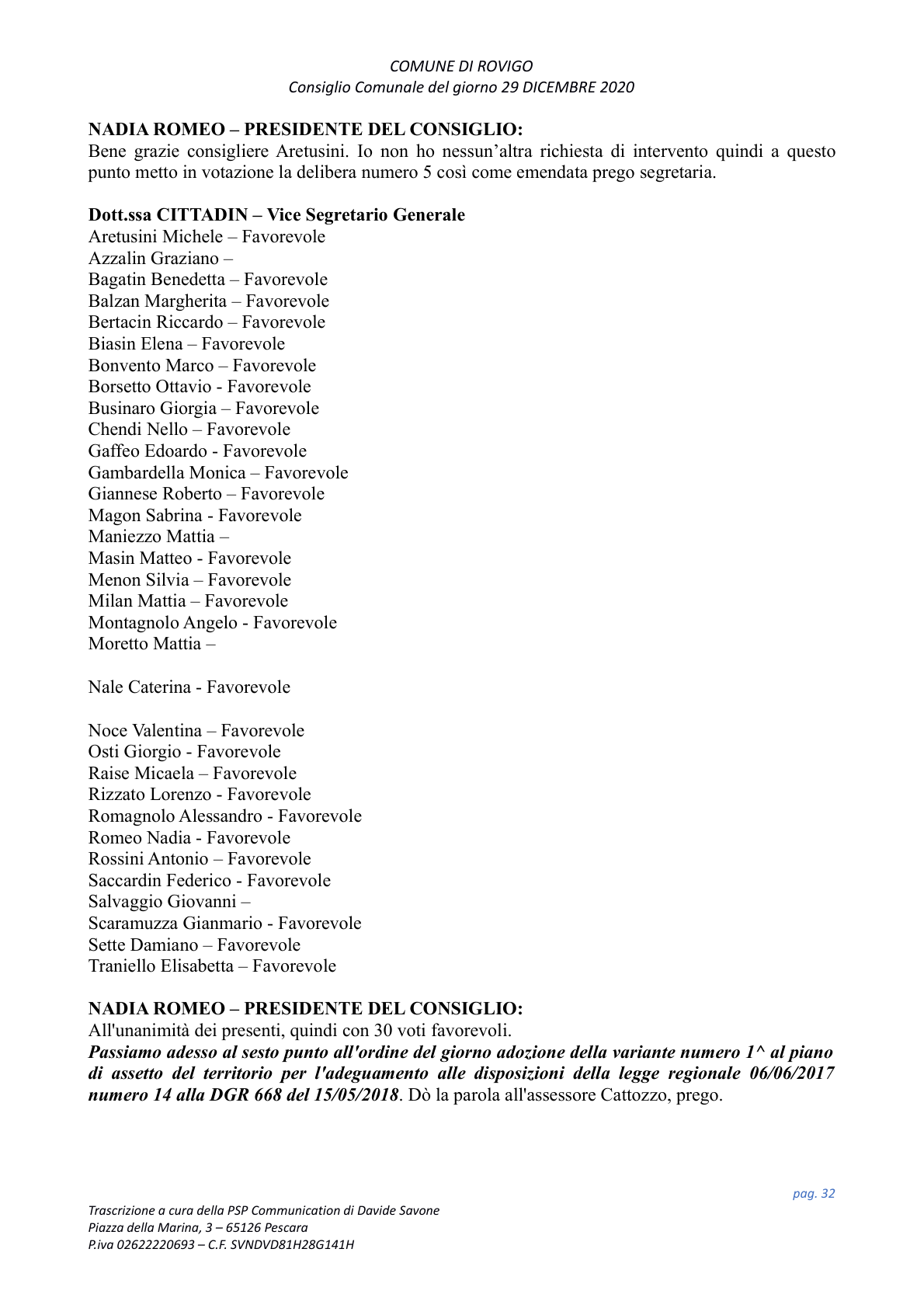 Pagina 32 del verbale