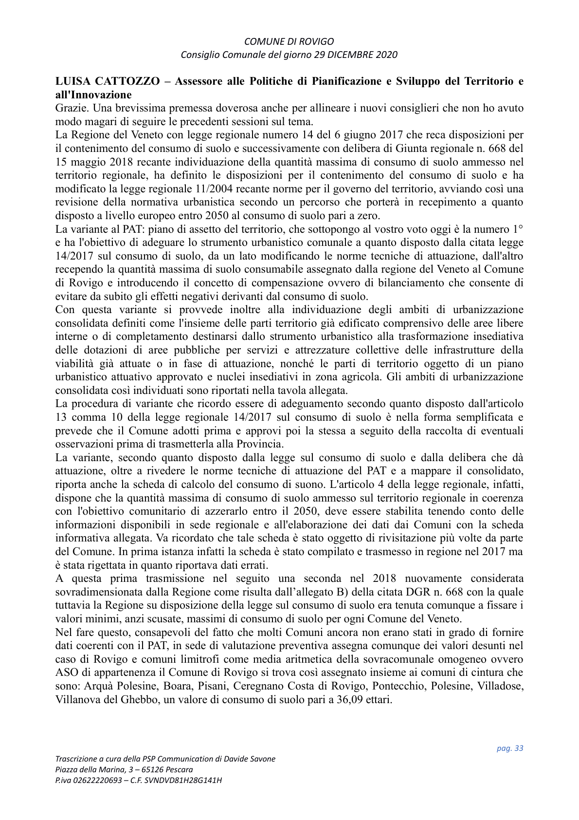Pagina 33 del verbale