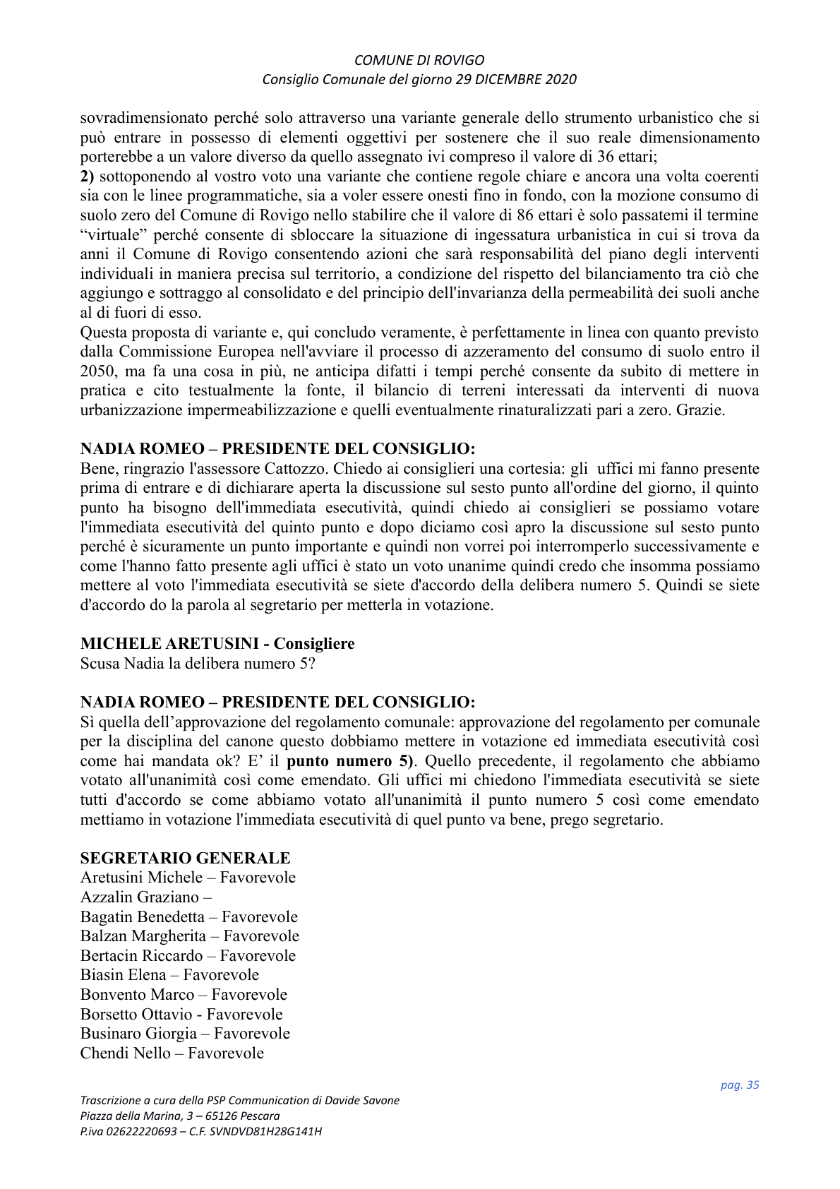 Pagina 35 del verbale