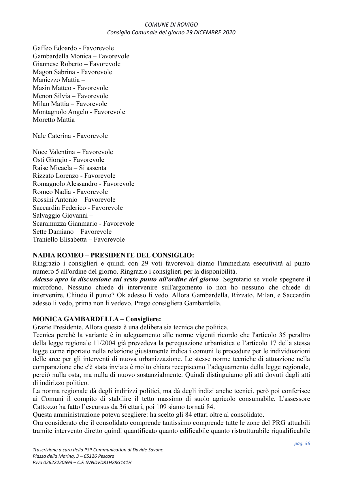 Pagina 36 del verbale