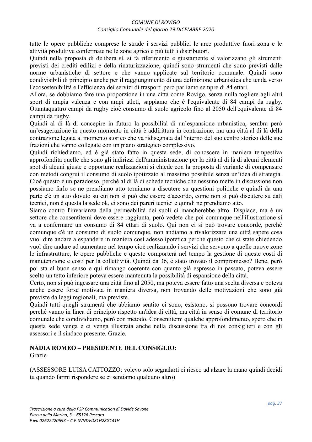 Pagina 37 del verbale