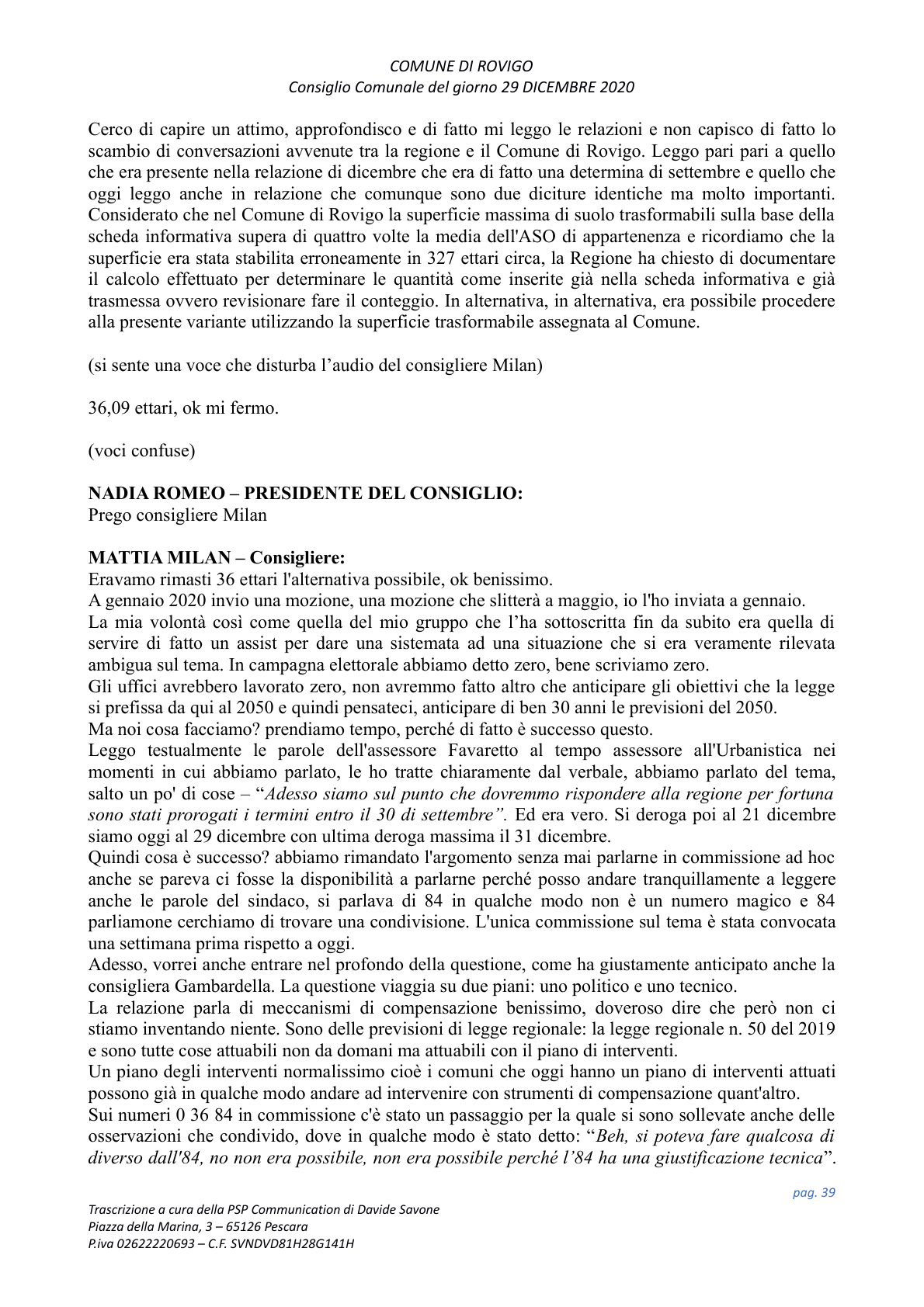 Pagina 39 del verbale