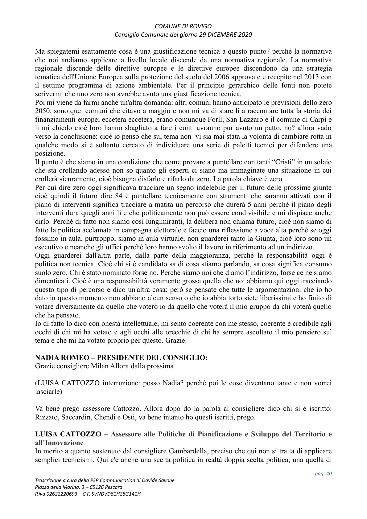 Pagina 40 del verbale