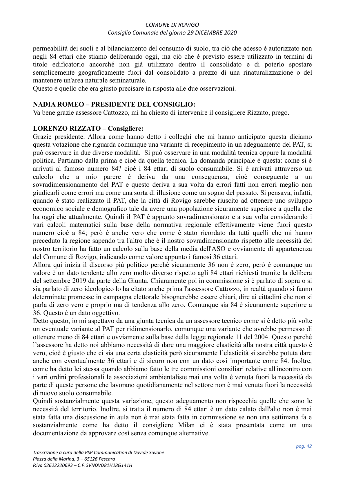Pagina 42 del verbale