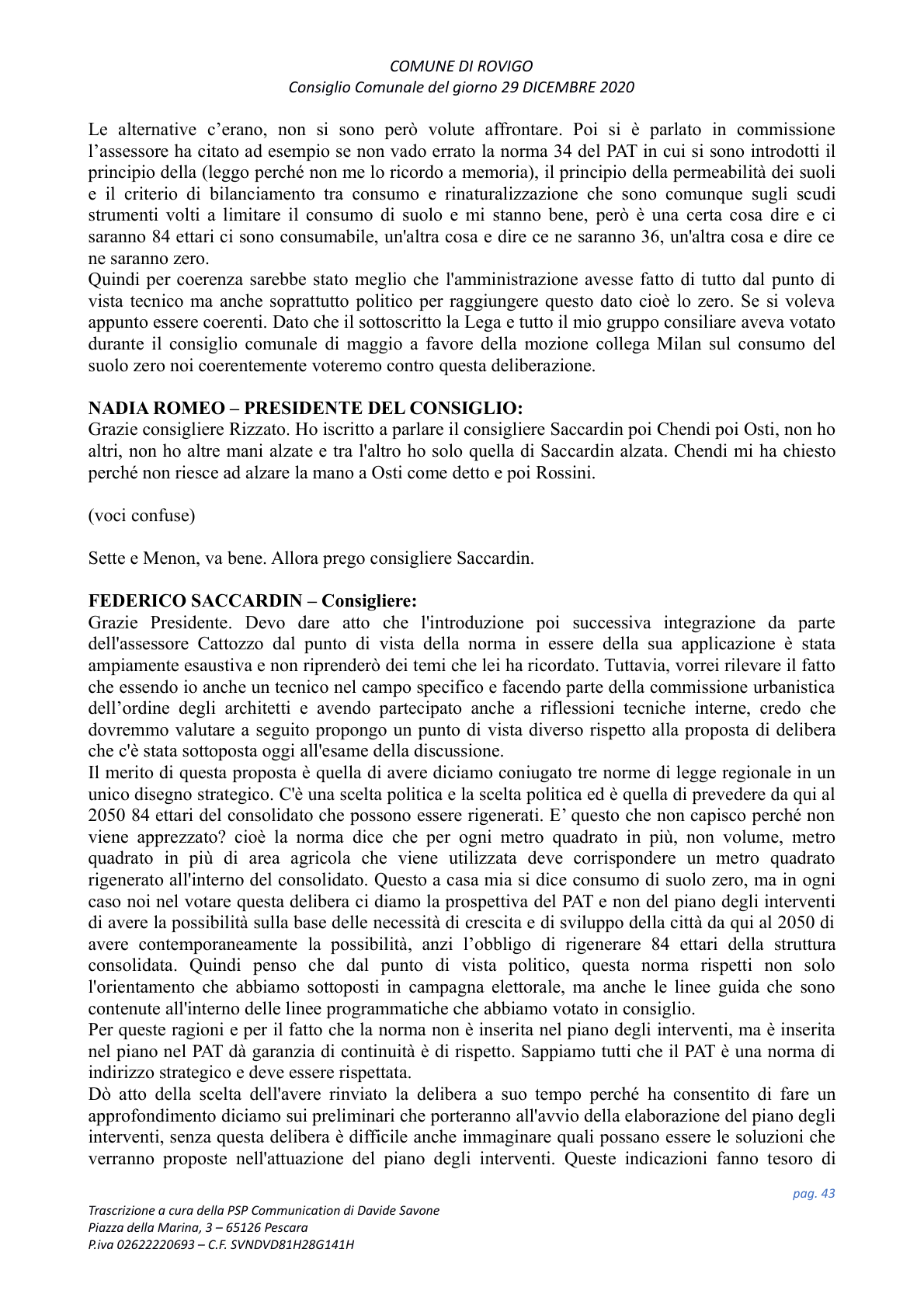 Pagina 43 del verbale