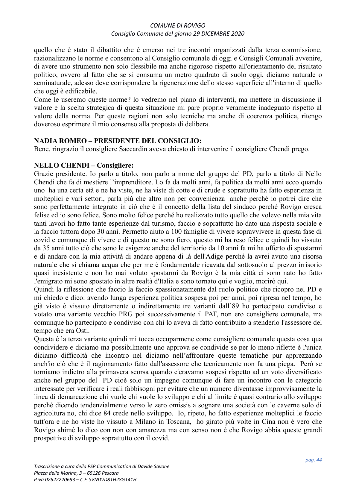 Pagina 44 del verbale