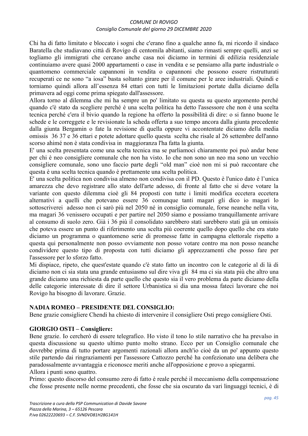 Pagina 45 del verbale