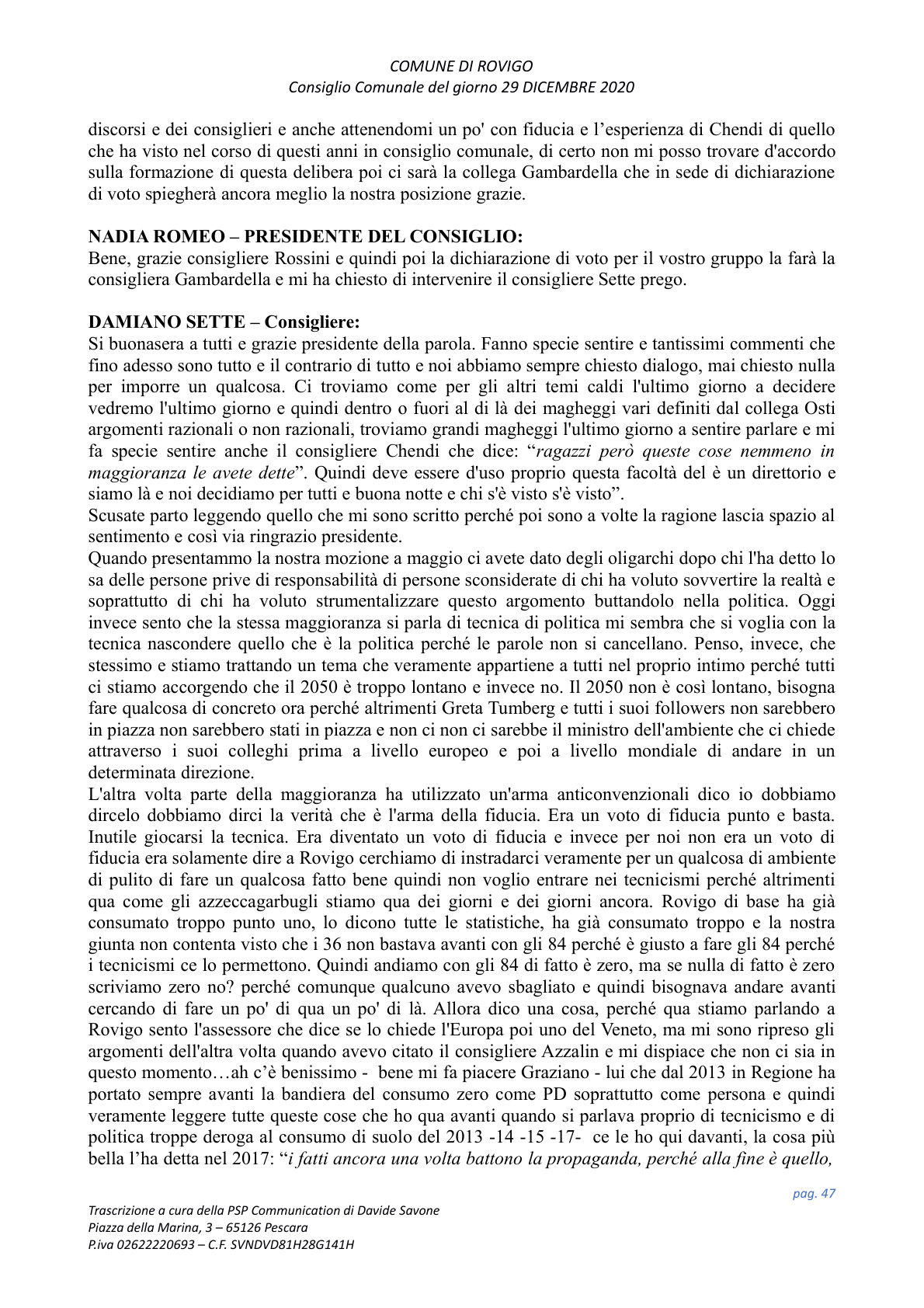 Pagina 47 del verbale