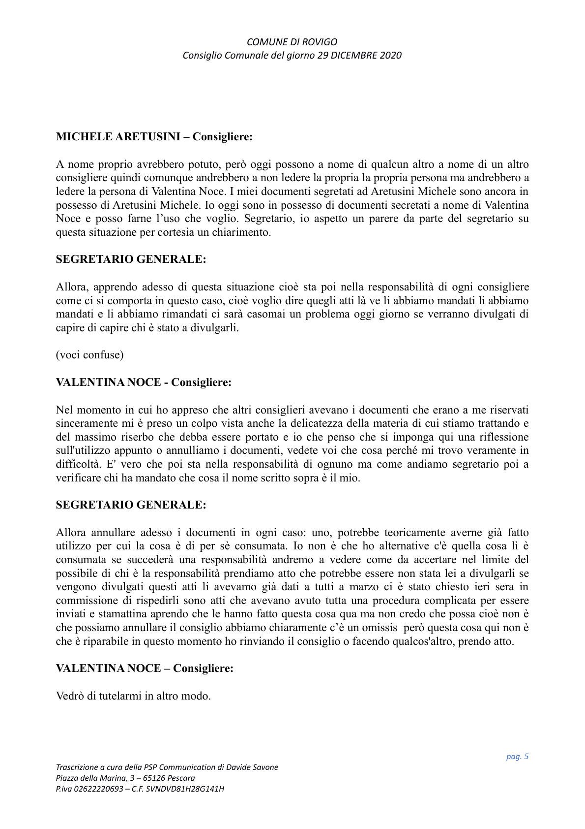 Pagina 5 del verbale