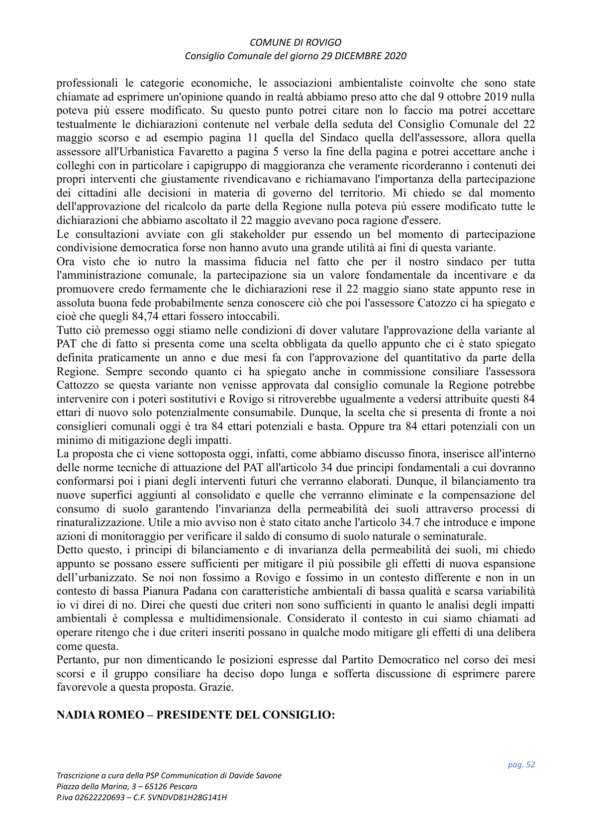 Pagina 52 del verbale