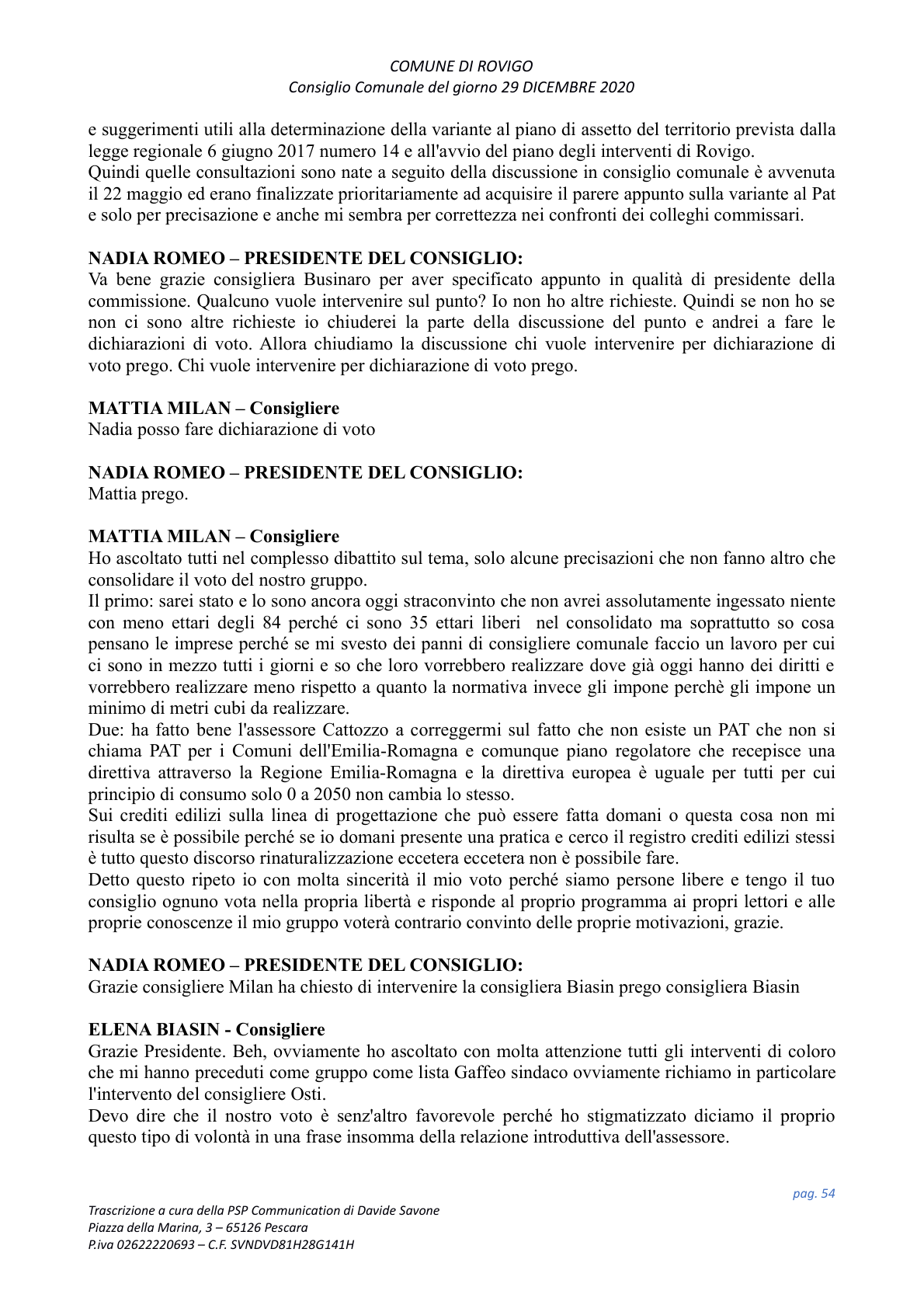Pagina 54 del verbale