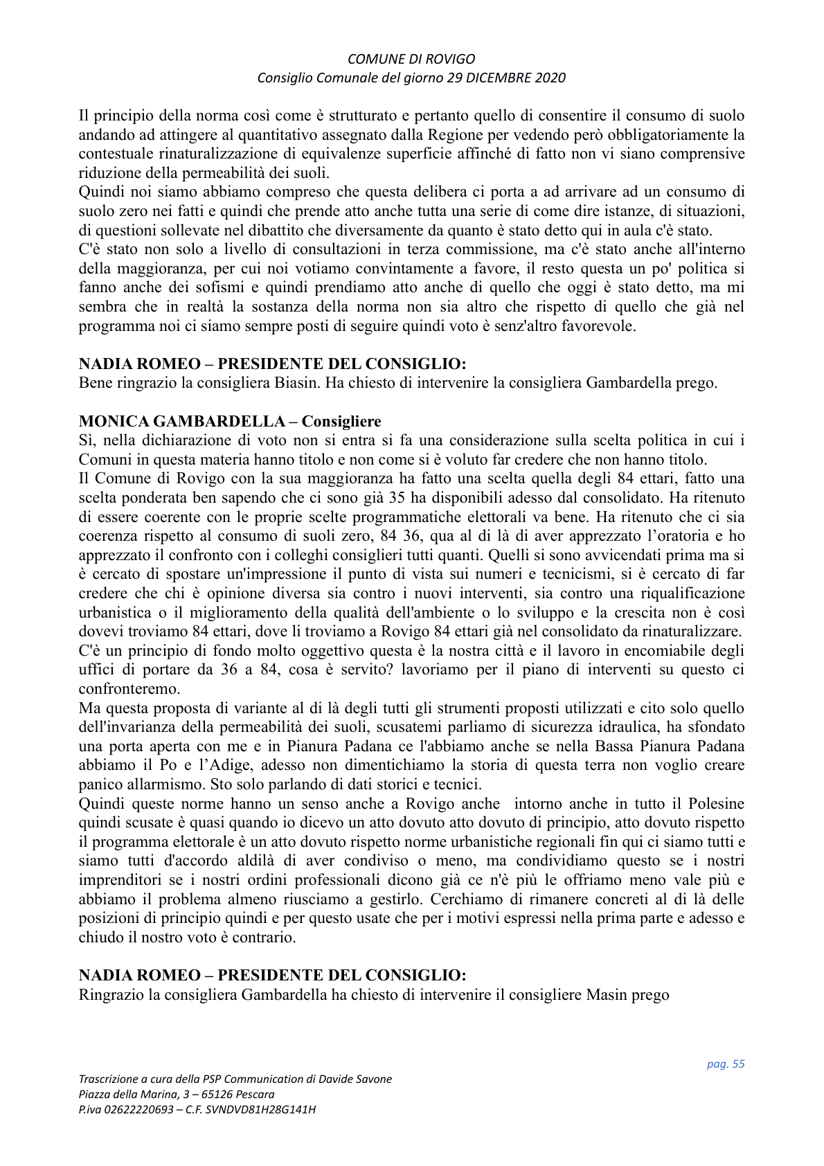 Pagina 55 del verbale